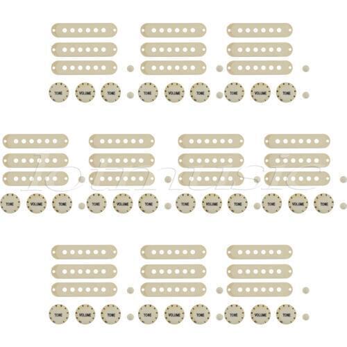 Single Coil Pickup Cover 1 Volume 2 Tone Knobs Switch Tip for Strat Guitar Replacement Ivory 10 Set