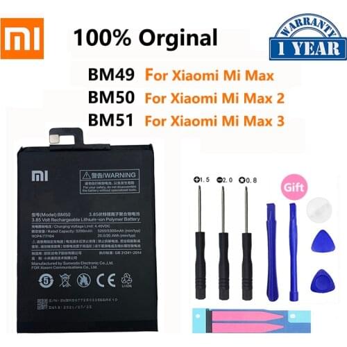 100% Orginal Xiao mi BM49 BM50 BM51 Battery For Xiaomi Max 2 3 Max2 Max3 High Quality Phone Replacement Batteries