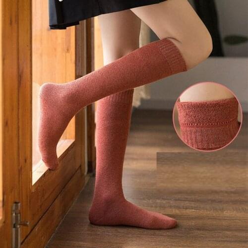 2 pairs/lot Winter Calf Socks Womens Fleece-Lined Thick Warm Stockings Womens Tube Cotton Socks Ins Trendy High tube Socks