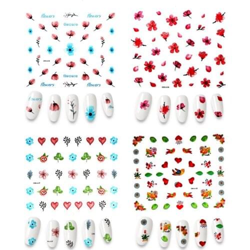 30pcs Holographic Flower Butterfly Cactus Designs Nail Stickers Decal DIY Slider for Manicure Nail Art Watermark Manicure Decor