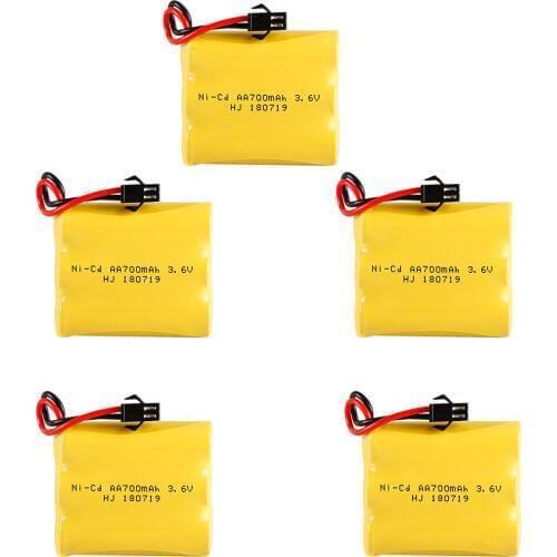 5PCS 3.6V 700mah AA NI-CD M Battery for RC Electric toys car ship robot 3.6V 700 mah high quality NICD toy Battery SM PLUG