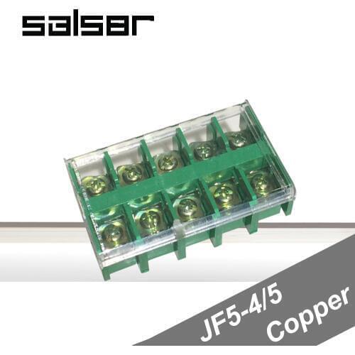 5PCS) JF5-4/5 Copper Terminal blocks 32A/5P 660V Universal DIN Rail Mounted Wire Dual Row connector 0.75-4mm2