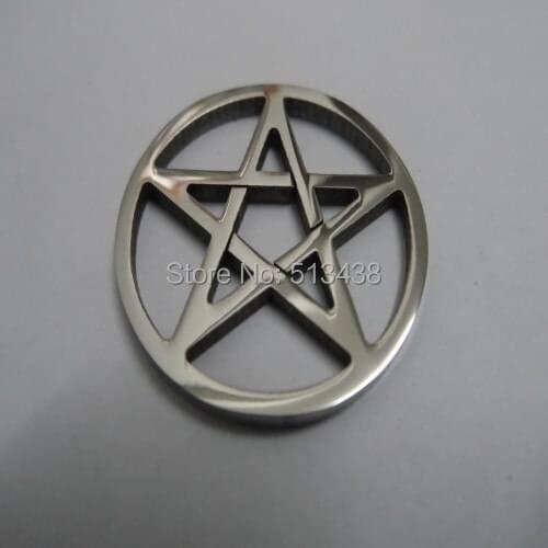 5pcs Fashion Stainless Steel Pentagram satanic symbol Satan worship Pendant With Ball Necklace