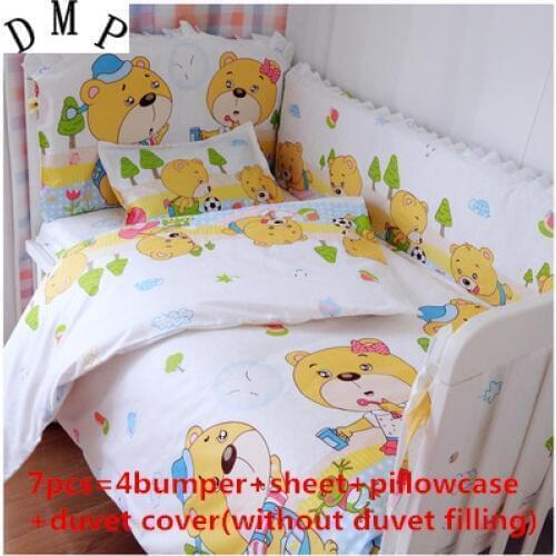Promotion! 6/7PCS Baby bedding sets cot Bed linen for children bumpers sheet Unisex , 120*60/120*70cm