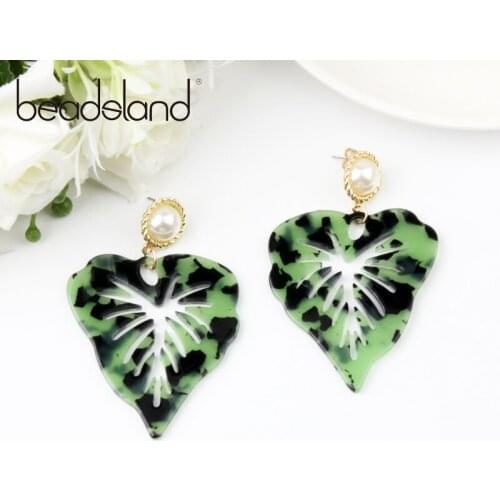 Beadsland Acetic Acrylic Drop Earrings Hollow Leaf Shape Fashion Ethnic Woman Girl Party Festival Hot Sell Gift 40406