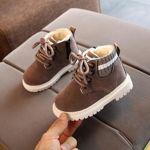 Children Casual Shoes Autumn Winter Martin Boots Boys Fashion Leather shoes Soft Antislip Girls retro snow boots 21-30 XZ20011