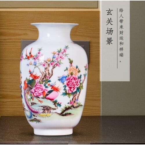 Jingdezhen porcelain enamel vase flowers vase new Chinese style living room TV cabinet decorations
