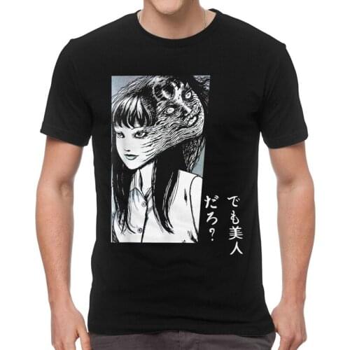 Tomie Junji Ito T-shirt Men Novelty T Shirt Short Sleeve Horror Manga Uzumaki Evangelion akira shintaro kago Tshirts Cotton Tees