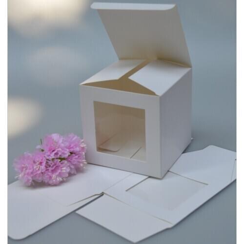Custom Logo 7*7*7cm Square/cube white paper paper soap box with pvc window,plastic window paper box, paper packing box 1000pcs