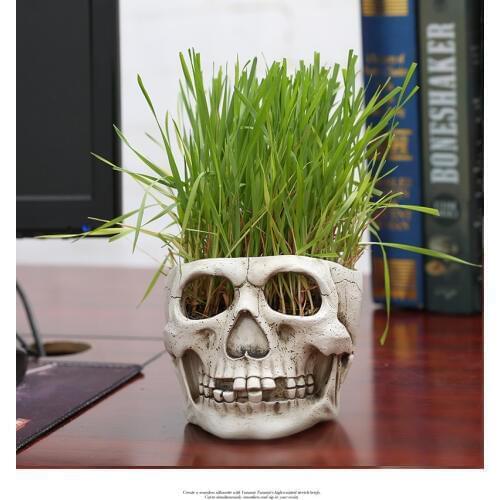 20PCS/LOT Human Skull Planter Archaize Garden Storage Pots Resin Finish Skeleton Container Flowerpots Home Figurines Decoration