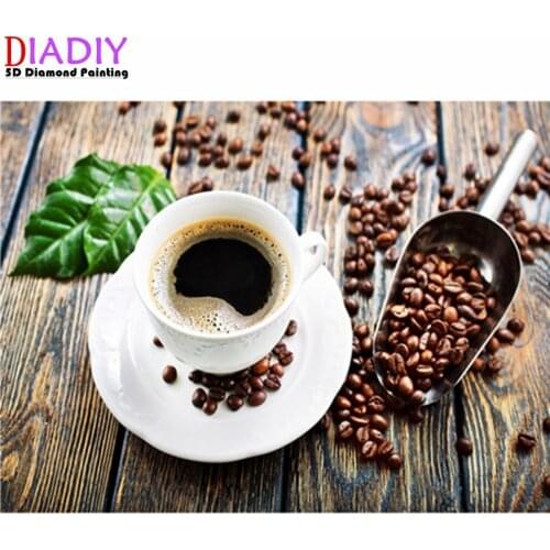 Square diamond painting DIY cross stitch kit coffee decoration painting 5D rhinestone embroidery mosaic embroidery new year gift