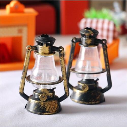 Dollhouse Miniature Retro Lantern Kerosene Lamp Pretend Play Scene Ornaments Decoration Living Room Kids boys Girls Toy