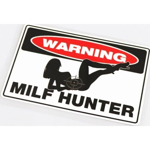 Fashion Reflective WARNING MILF HUNTER Car Sticker Decal PVC Anti-UV Waterproof Car Window Body Decorative Stickers Accessories