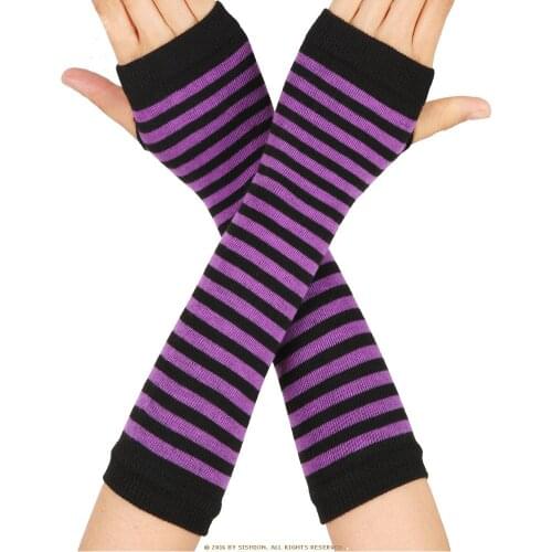 Fashion Women Lady Striped Elbow Gloves Warmer Knitted Long Fingerless Gloves Elbow Mittens Christmas Accessories Gifts