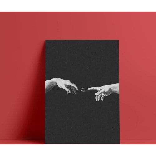 HD Prints Canvas Paintings Home Decor Michelangelo Creation of Adam Black White Wall Art Modular Pictures Modern Posters Bedroom