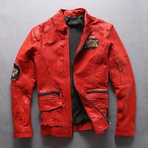 Mens Genuine Leather 2020 Brand Vintage Classic Top Quality Sheepskin Motorcycle Rider Jacket for Male Large Size Coats