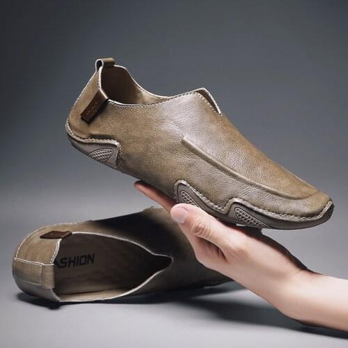 Leather Mens Shoes 2020 Mens Loafers Moccasins Breathable Slip on Lazy Driving Shoes Comfortable Soft Shoes for Men Plus Size