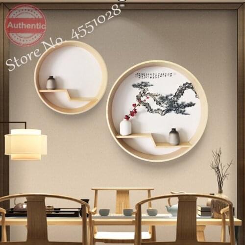 50cm Round Ornaments New Chinese Porch Wall Decoration Wall Decoration Tea Room Zen Hanging Wall Creative Rack