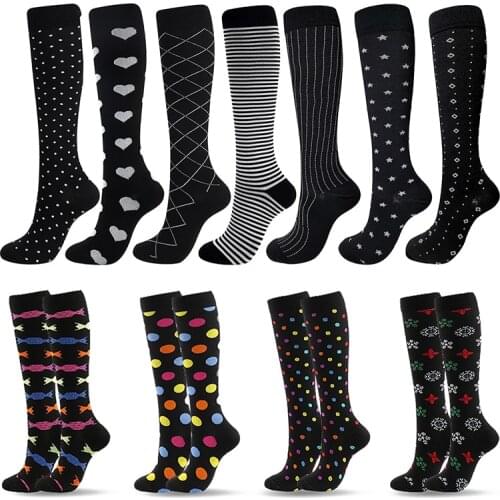 Multi-color Women Men Long Thigh High Socks Compression Stretch Socks Outdoor Party Funny Elastic Nursing Calf Socks Female New