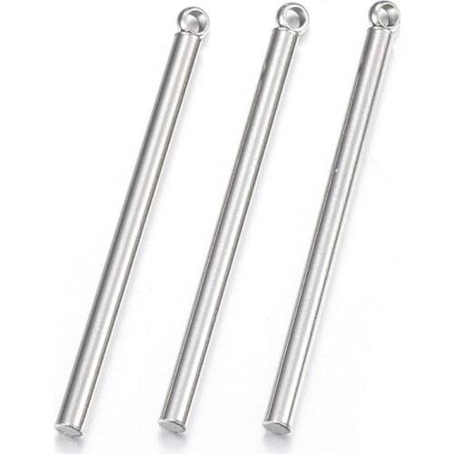 100pcs 304 Stainless Steel Bar Pendants for necklace jewelry making Accessories 32x2.5x2mm, Hole: 1.5mm