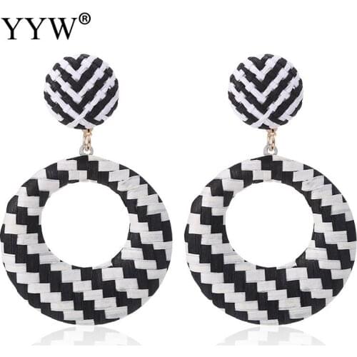 Hollow Round Women Hanging Dangle Earrings Cane Woven Rattan Vine Knit Fashion Jewelry Vintage Female Ornaments Femme Kolczyki