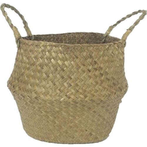 Retro Home Garden Foldable Seagrass Laundry Wickerwork Basket Hanging Flower Pots Rattan Planter Woven Dirty Baskets Storage New