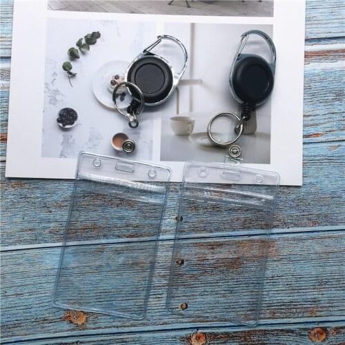 Heavy Duty Retractable Badge Holders with Carabiner Reel Clip and Vertical Style Clear ID Card Holders