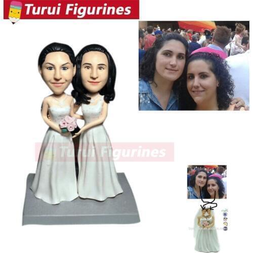 Wedding cake topper real face figurine Resin clay home decoration dolls Anime action figure Toy polymer clay doll bride groom