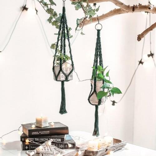 Bohemian Style Hanging Basket Handmade Macrame Plant Pot Tray Plant Pot Hanger Macrame Plant Hanger Plant Hanging For GardenN