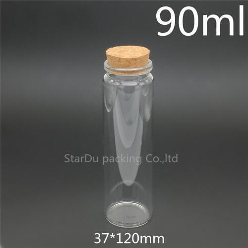 High-quality 37*120mm 90ml Wishing Glass Bottle with Cork ,90cc Glass Vials Display Bottles Wholesale cork bottle 10pcs/lot