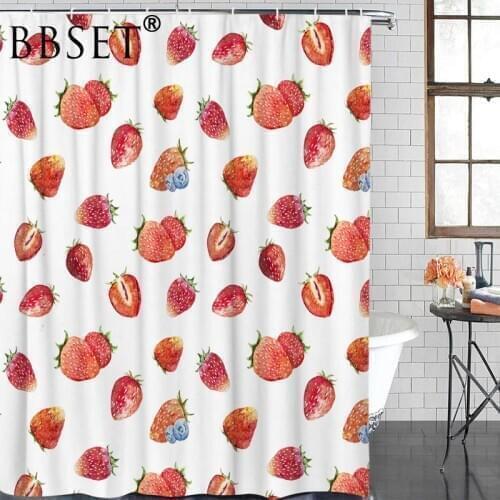 Delicious Fruit Shower Curtain Strawberry Berries Fruits Pattern Waterproof Multi-size Douchegordijn Bathroom Decor with Hooks