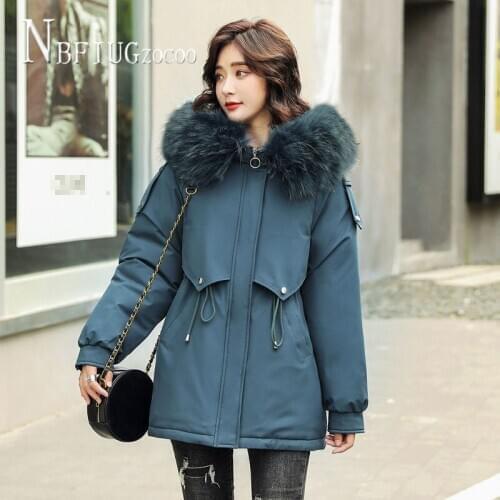 Women Parkas 2020 Winter New Loose Korean Students Hooded Lining With Fluff Female Overcoat