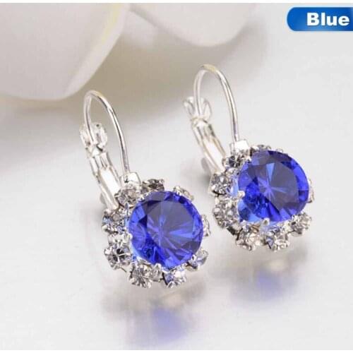 6 Colors Big Crystal Stone Rhinestone Drop Earrings Cube Zirconia Cuff Earring For Women Jewelry Pendientes Mujer Dropshipping