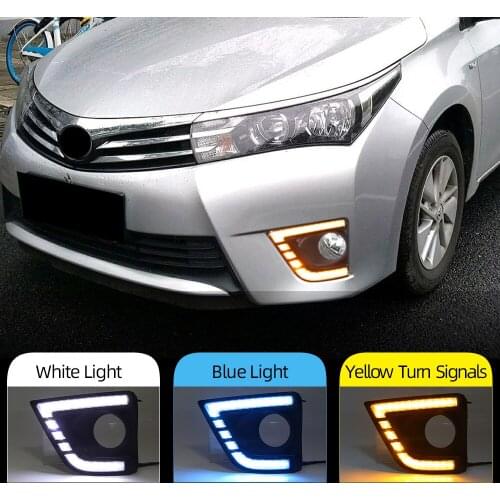 1Pair Car LED Daytime Running Light for Toyota Corolla 2014 2015 2016 DRL Flowing White Day Light Turn Signal Light Fog Lamp