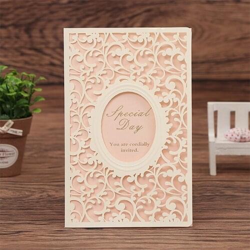 10pcs wholesale foil embossed wedding invitations paper cutouts hollow white cardstock invitations wedding invitations custom