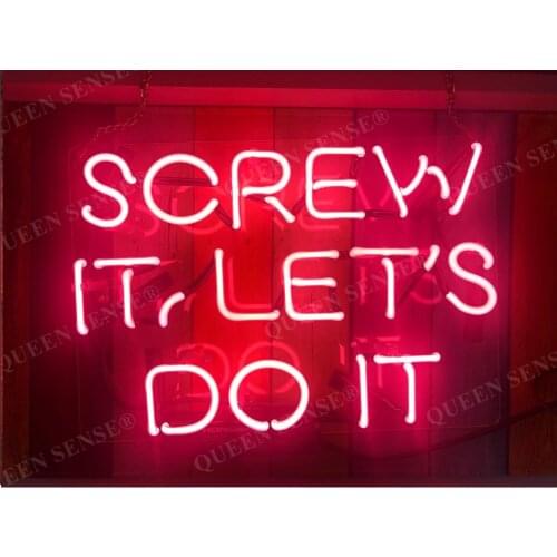 14"x10" Screw It, Lets Do It Pink Acrylic Custom Neon Light Lamp Sign Beer Bar Handmade Real Glass Home Wall Room Decor Club