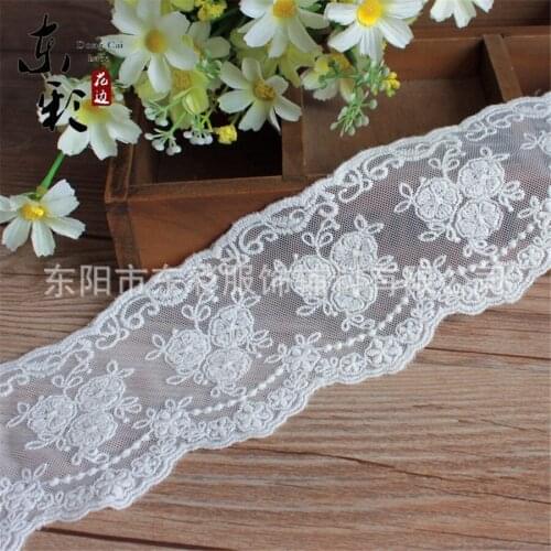 15yards*7 cm Embroidery Cotton Lace Ribbon Organza Lace DIY Sewing Handmade Supplies Clothes Fashion Hairpin Accessories
