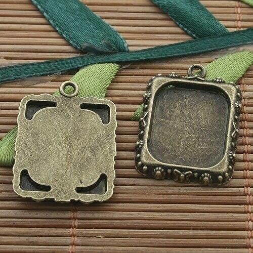 16pcs antiqued bronze tone butterflys rim rectangle picture frames cabochon setting h3290
