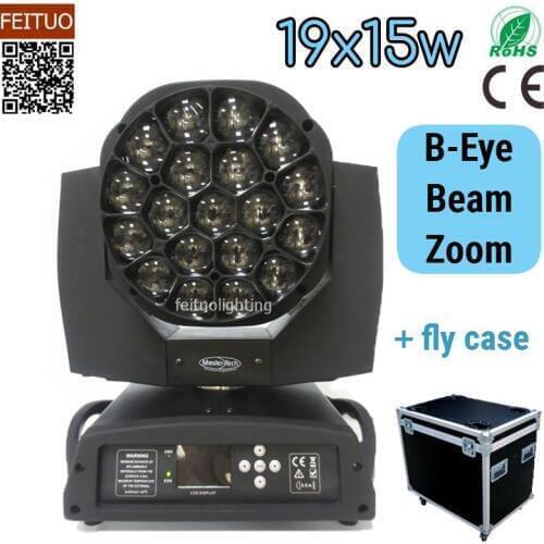 4pcs+flight case LED 19x10w Bee Eye Moving Head Light Zoom Wash RGBW 4IN1 Stage Light for Disco DJ Party Nightclub