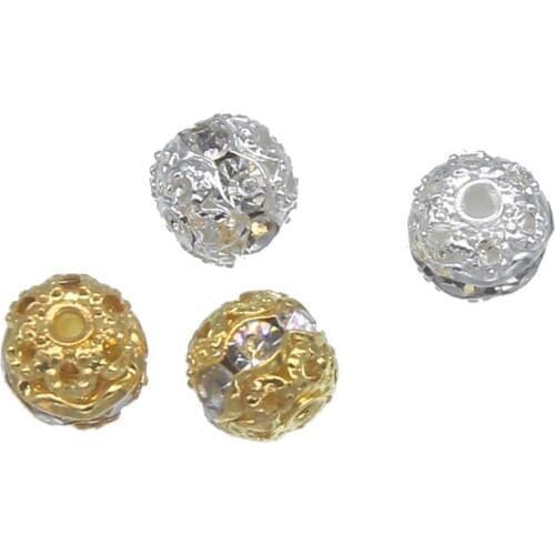 50pcs 8 mm hollow ball beads metal ornaments bronze / gold / silver plated silk spacer beads for jewelry production