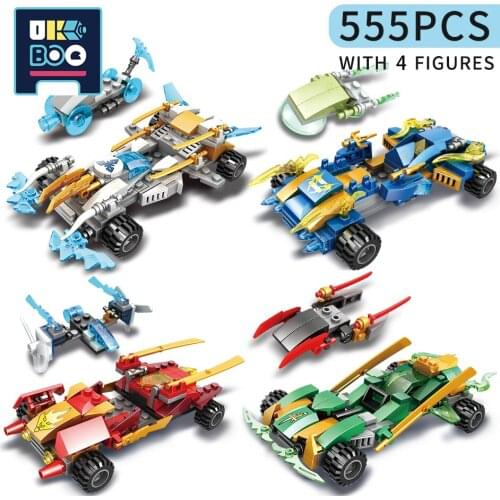 UKBOO 555PCS City Ninja Racing Car Building Blocks Fight Storm Pull Back Vehicle Model Figures Educational Bricks Children Toys