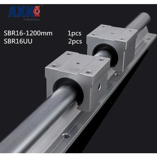 Axk One Set Sbr16 1200mm With 2 Blocks Sbr16uu Linear Motion Guide Supported Rail Sbr Linear Shaft 16mm For Cnc