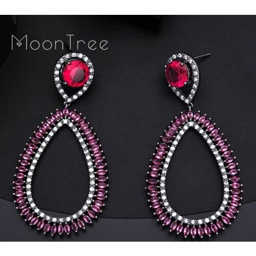 MoonTree Brand New Fashion Luxury Water Drop Full Pave Cubic Zirconia Bridal Wedding Earring For Women