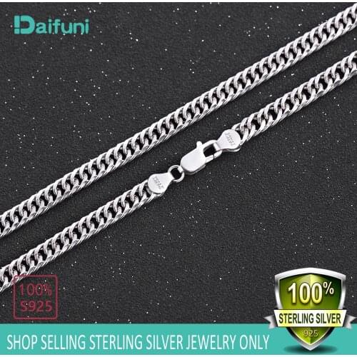 Real 925 Sterling Silver Solid Necklace Men Curb Cuban Choker Fashion Dubai Regal Figaro Chain Male Accessories Jewelry