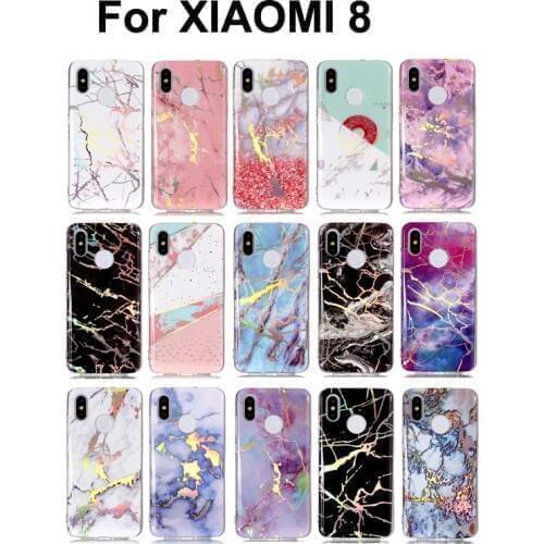 For Xiaomi 8 mi8 Laser print Marble painted TPU phone cover capa,for xiaomi8 MI 8 anti-fall silica soft back case fundas