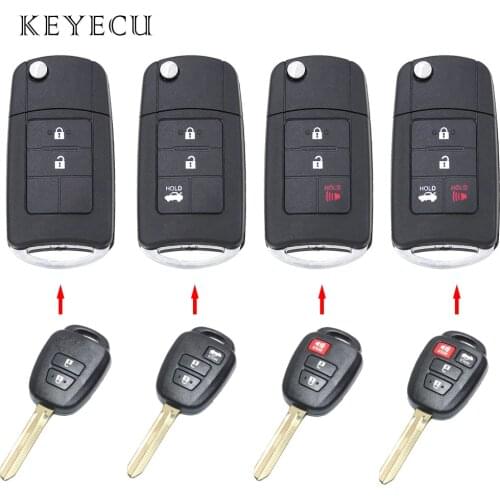 Keyecu Modified Flip Remote Car Key Shell Case for Toyota Yaris Scion RAV4 Highlander Tacoma Prius 2 /2+1 /3 /4 Button Cover Fob