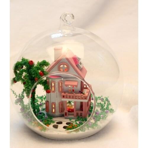 MG006 Sunshine Alice Wooden Villa Model Kits Forest Building Handmade Miniature Furniture Assembling DIY Glass Ball Doll House