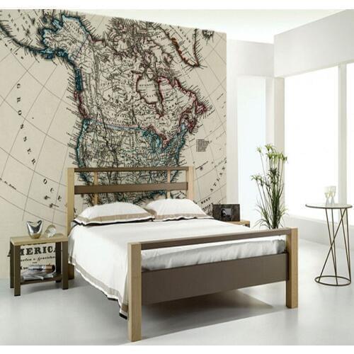 Childrens wallpaper,1872 Antique Map of North America,retro photo murals for kids rooms study living room background PVC