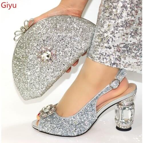 Doershow Italian Shoes with Matching Bags for Wedding Women Shoes and Bag to Match for Party Nigerian Shoes and Bag Set! SFY1-6