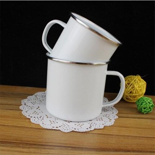 Enamelled cup. Enamel Tea Cup. Thickened enamel cup. Pure white enamel milk cup, coffee cup, beer cup. 10 / 1 pack